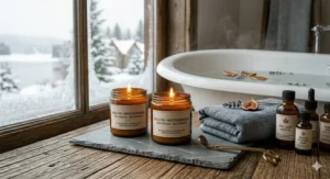 Artisan hand-pouring Mediterranean wild fig candles, highlighting quality craftsmanship available across Canada.