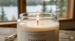 A soot-free cotton wick burning evenly in a high-end candle, demonstrating long-term value and quality.