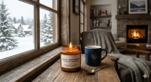 Botanical illustration of fresh Mediterranean figs and green leaves used in premium wild fig candles.