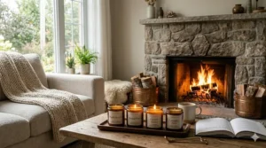 Calming aromatherapy living room scented candles set.