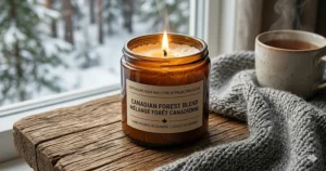 Illustration detailing the natural, frost-like crystalline texture unique to sustainable palm wax candles.