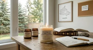 Cedarwood candles for concentration for a grounded study session.
