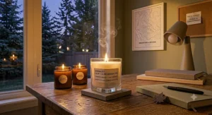 Warm glow of candles for concentration during an evening session.