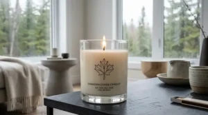 Modern and minimalist glass jar design for premium Canadian made candles.