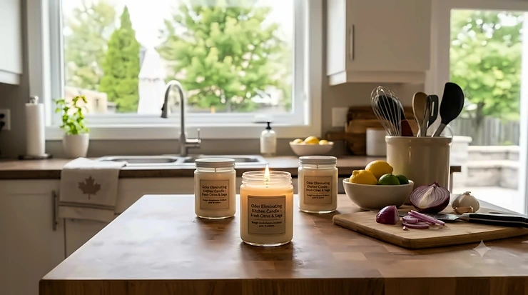 Odor eliminating candles for kitchen / Bougies neutralisantes d'odeurs pour la cuisine