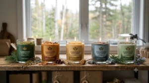 A collection of seasonal scented Canadian made candles inspired by Canadian forests.