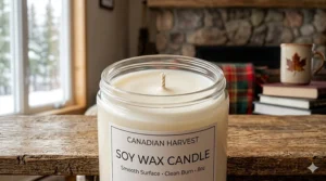 Smooth, creamy surface of a high-quality hand-poured soy wax candle.