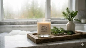 Small soy wax candles providing a clean scent for the bathroom.