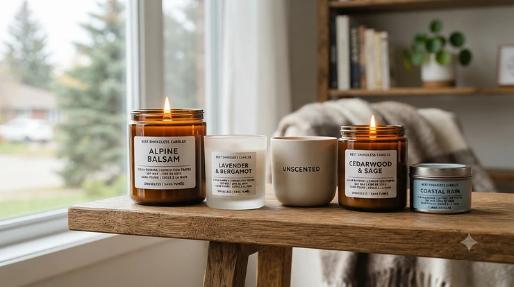 The best smokeless candles for Canadian homes, hand-poured soy wax collection. (Les meilleures bougies sans fumée pour les foyers canadiens, collection de cire de soya coulée à la main.)