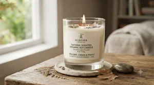 Organic soy candle infused with Canadian botanical scents.