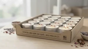 Large bulk pack of reliable long burning tea lights.