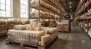 Aesthetic pillar candles in bulk for seasonal holiday decor. / Bougies piliers esthétiques en gros pour décorations de fêtes saisonnières.