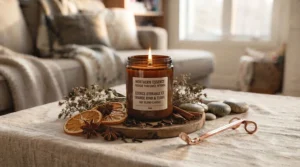 Crisp fresh linen strong scented candles.