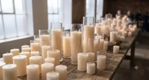 Long-burning pillar candles for reliable bulk lighting solutions. / Bougies piliers longue durée pour des solutions d'éclairage fiables en gros.