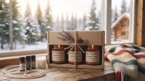 Plastic-free, biodegradable shipping materials used for delivering eco-friendly candles.