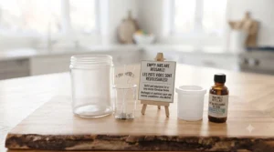 Line-art illustration of reusable glass candle jars emphasizing eco-friendly, sustainable Canadian zero-waste practices.