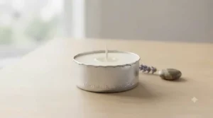 Metal cup long burning tea lights showing safety features.