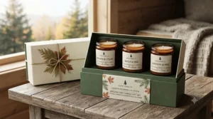 A premium organic soy candle gift set for Canadian holidays.