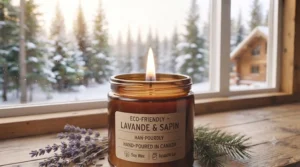 Unbleached cotton wick detail ensuring a sustainable burn in eco-friendly candles.