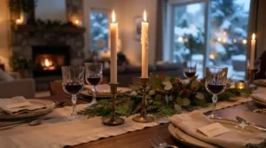 Tall taper candles for dinner table, adding warmth to a modern Canadian home.
