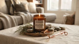 Earthy cedarwood strong scented candles.