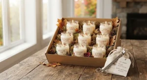 Autumn-scented small candles for gifts, bringing warm fall fragrances to Canadian living spaces.