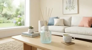 Refreshing scented reed diffuser for living room spaces, ideal for bringing a light, clean summer fragrance into your Canadian living area.