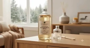 Large value-size bottle of reed diffuser oil refill for continuous home scenting across Canada.