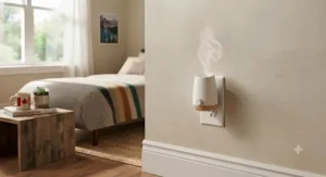 A plug-in air freshener diffuser showing adjustable fragrance intensity settings for Canadian home spaces.