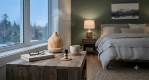 A compact, silent essential oil diffuser designed for small Canadian apartment bedrooms and condo living spaces.