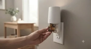A refillable plug-in scent diffuser showing how easy it is to swap out fragrance cartridges for everyday use.