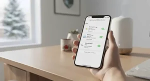 A mobile interface showing customized daily schedules for a smart Wi-Fi enabled scent diffuser.