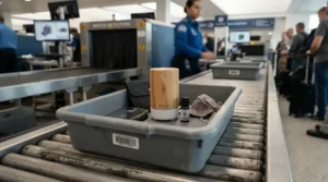 A compact battery operated diffuser for travel passing easily through security check inspection in an airport tray.