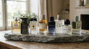 A curated collection showcasing premium spray deals arranged neatly on a natural stone surface.